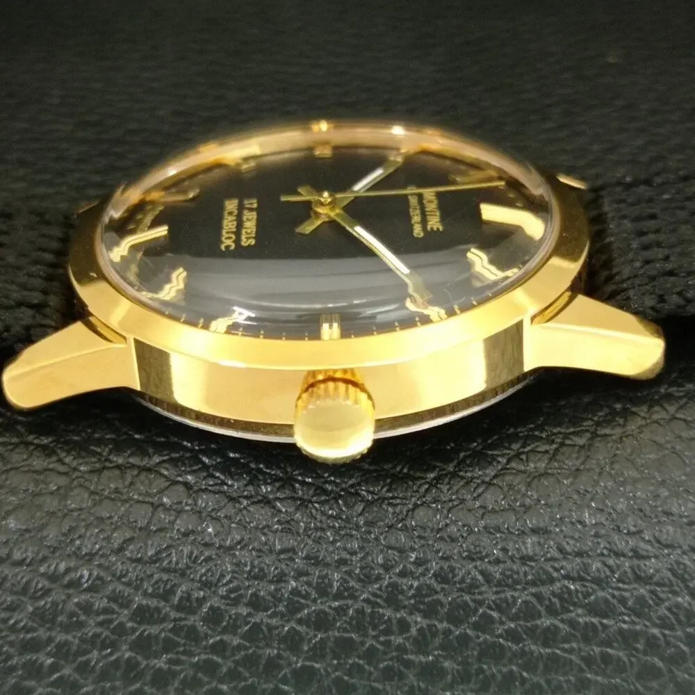 Vintage 1975 Montine Of Switzerland Manual Mens Gold Watch W/Nato Strap